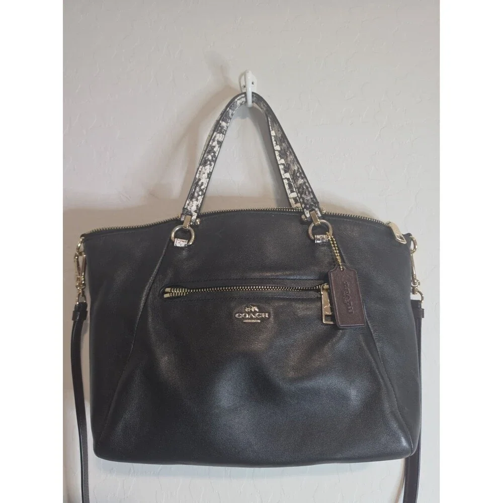 AUTHENTIC COACH PRAIRIE LEATHER SATCHEL ELBOW HANDBAG PURSE _BLACK